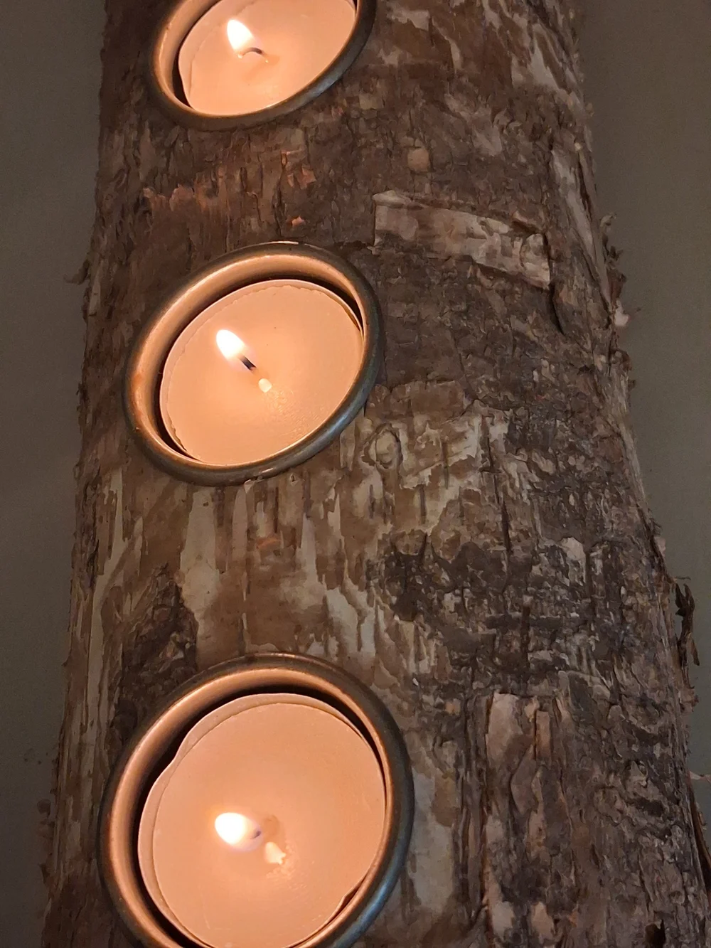Rustic Birch Log Tea Light Candle Holder - Natural Brown
